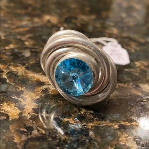 Mixed Metal Ring with Swarovski Crystal